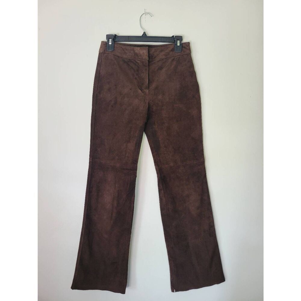 Kate Hill Petite Brown Suede Leather Pants Womens 2P Bootcut Western Y2K
